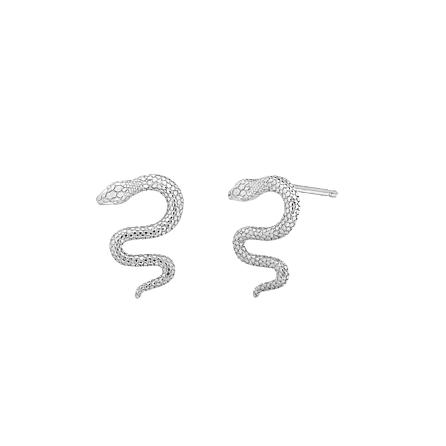 Snake Stud Earrings in Silver