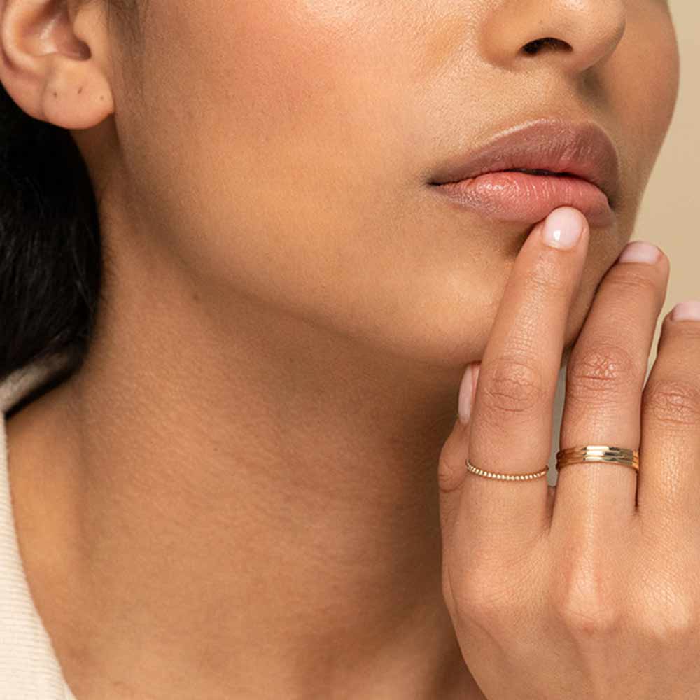 Beaded Stacker Ring in Gold