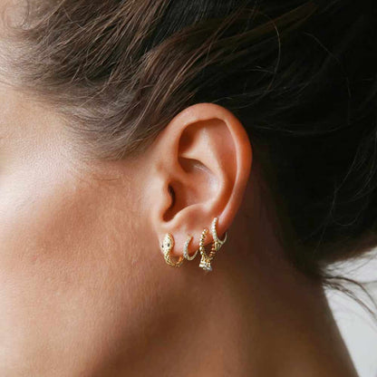 Medusa Huggie Hoop Earrings in Gold