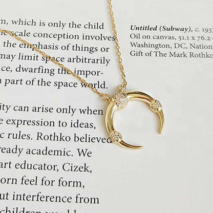 Horn Crescent Necklace in Gold