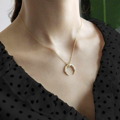 Horn Crescent Necklace in Gold