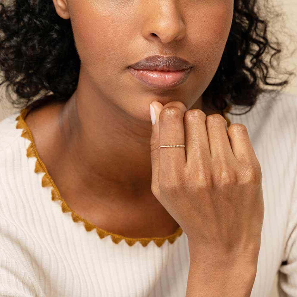 Beaded Stacker Ring in Gold