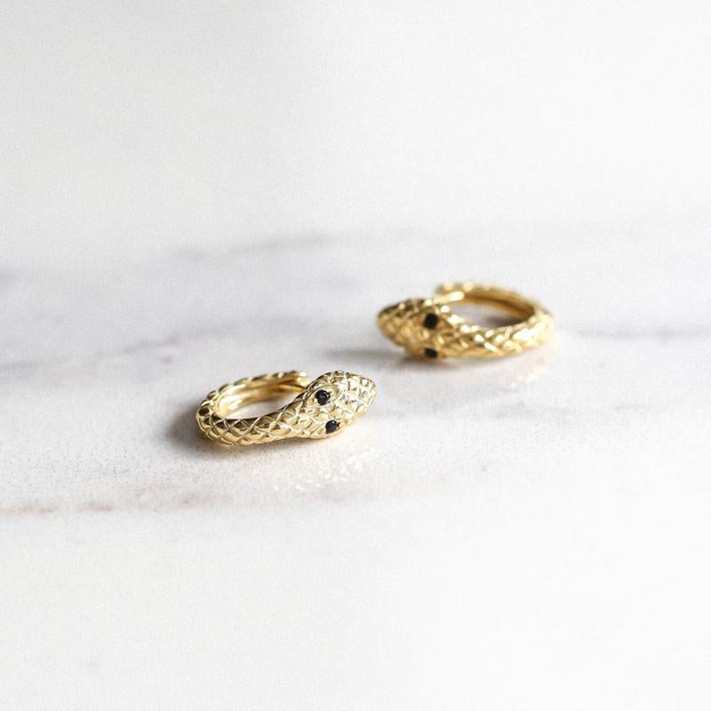 Medusa Huggie Hoop Earrings in Gold