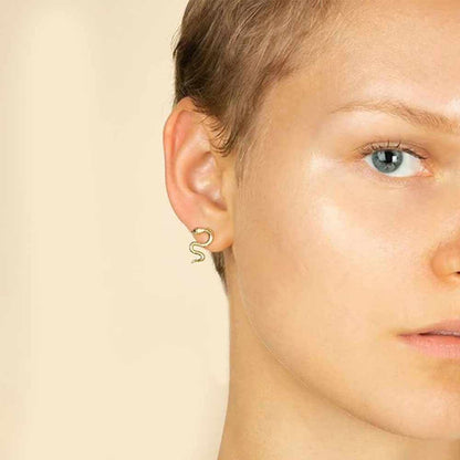 Snake Stud Earrings in Silver