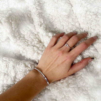 Herringbone and Chain Bracelet Set in Silver