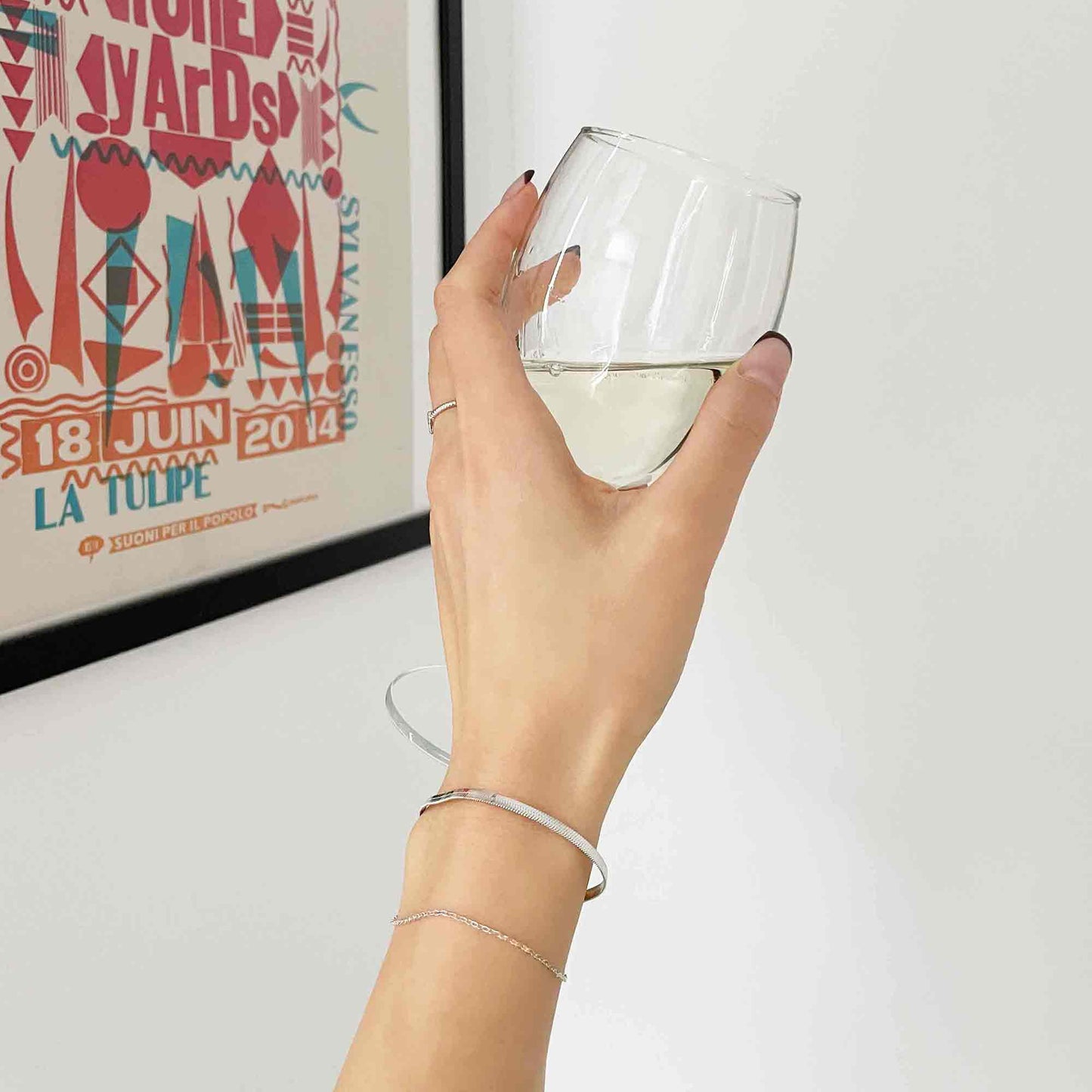 Herringbone and Chain Bracelet Set in Silver