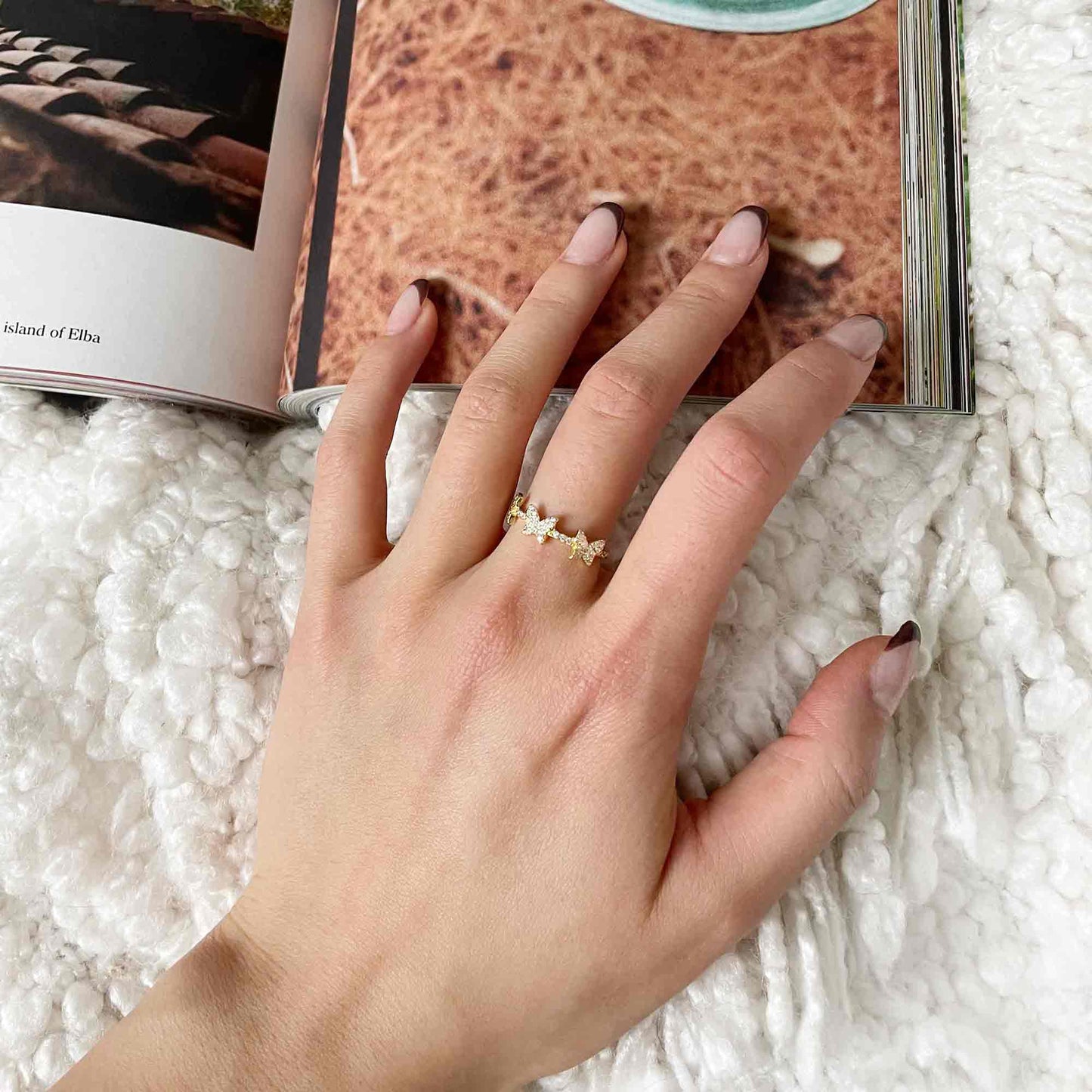 Butterfly Pave Ring in Gold