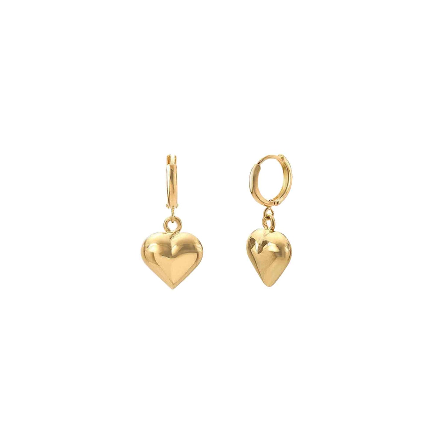 Heart Dangle Earrings in Gold