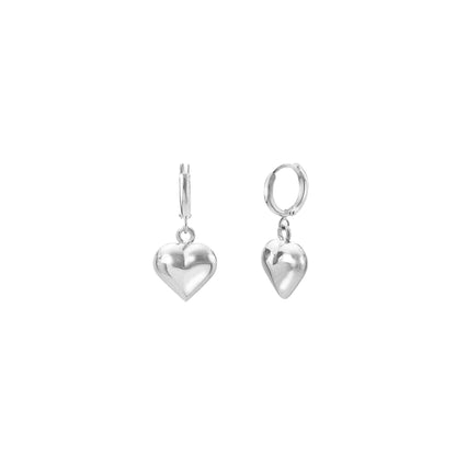 Heart Dangle Earrings in Silver
