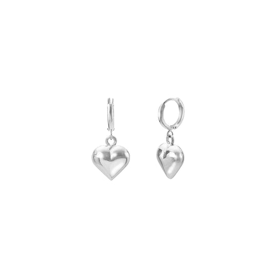 Heart Dangle Earrings in Silver