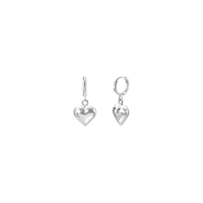 Heart Dangle Earrings in Silver