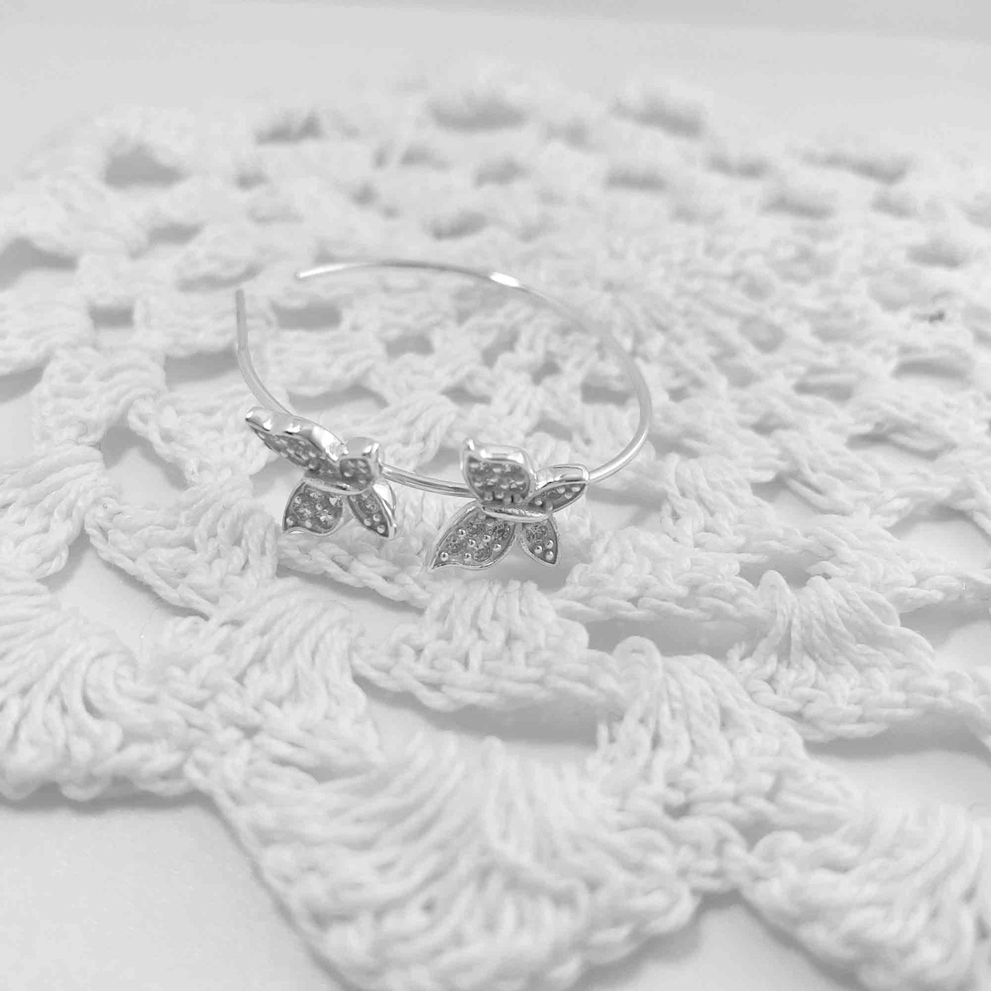 Butterfly Hoop Earrings in Silver