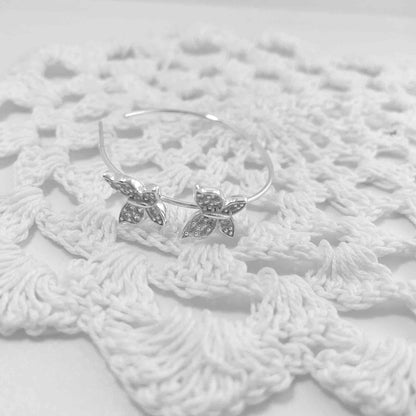 Butterfly Hoop Earrings in Silver