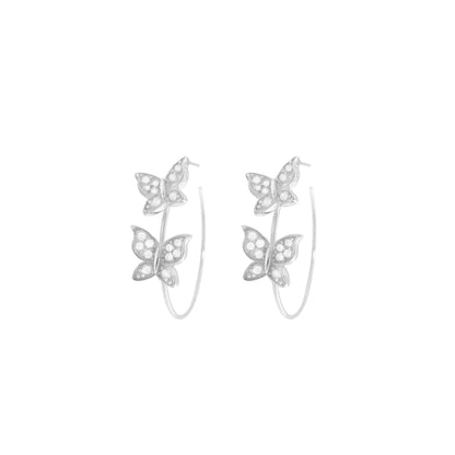 Butterfly Hoop Earrings in Silver