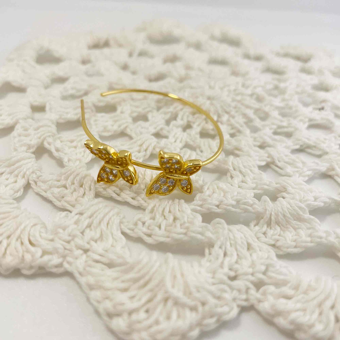 Butterfly Hoop Earrings in Gold