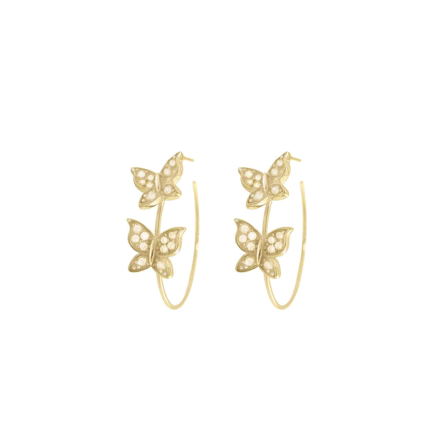 Butterfly Hoop Earrings in Gold