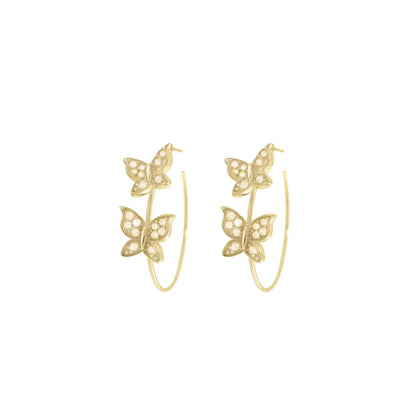Butterfly Hoop Earrings in Gold
