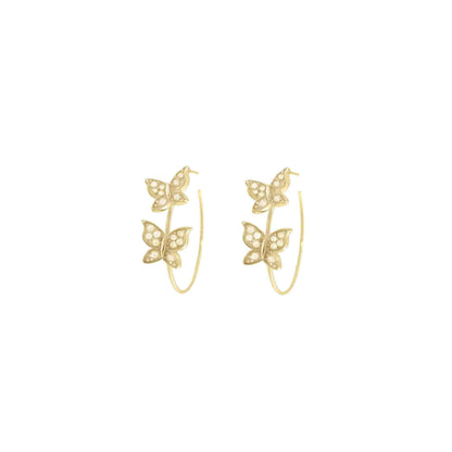 Butterfly Hoop Earrings in Gold