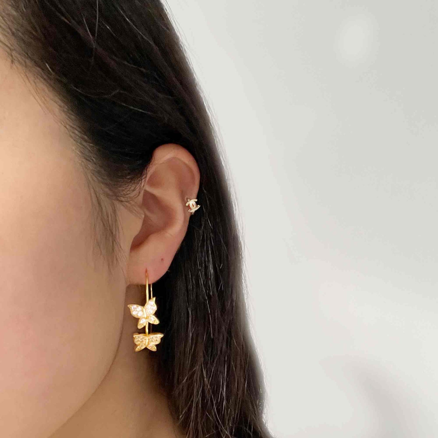 Butterfly Hoop Earrings in Gold