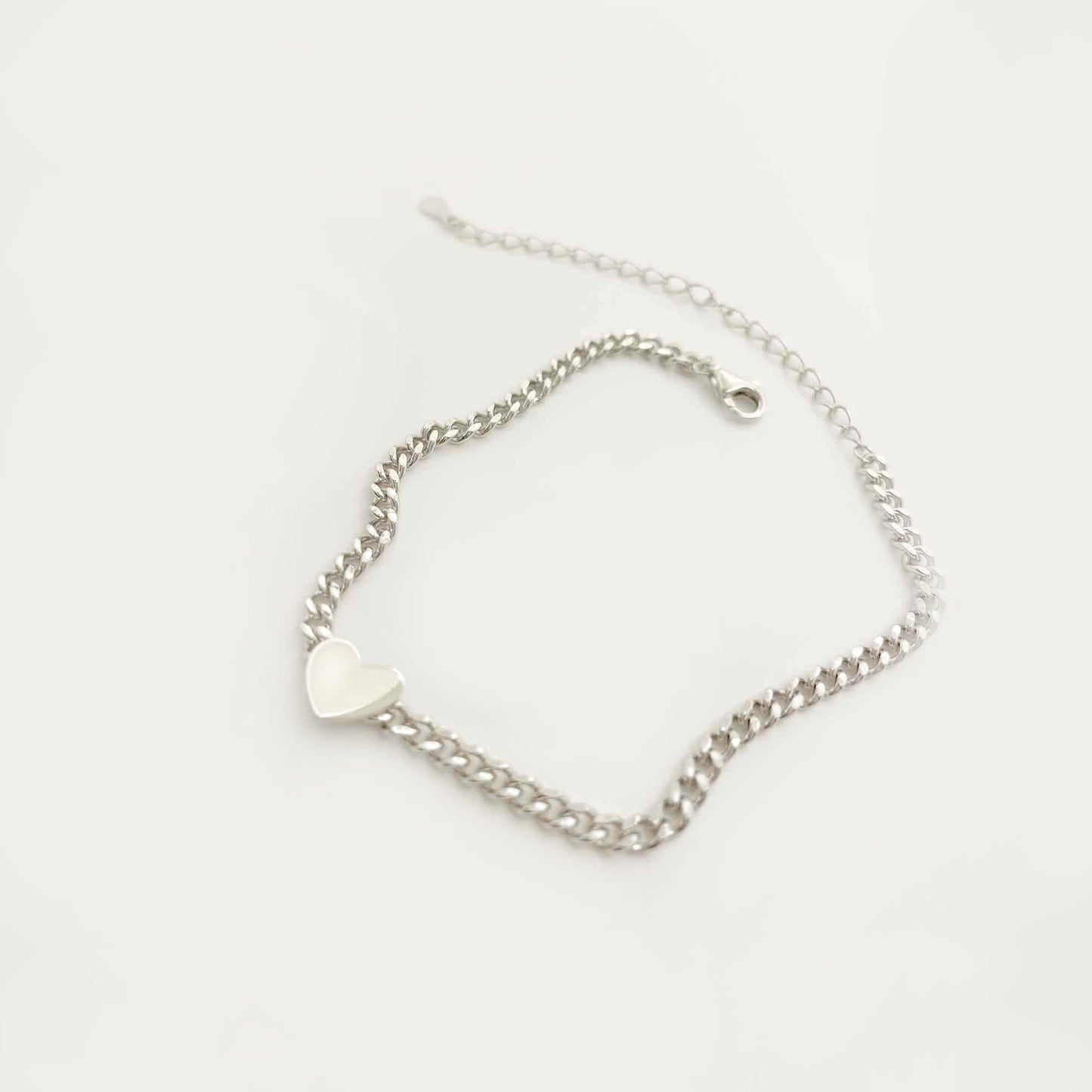 Heart Chain Bracelet in Silver