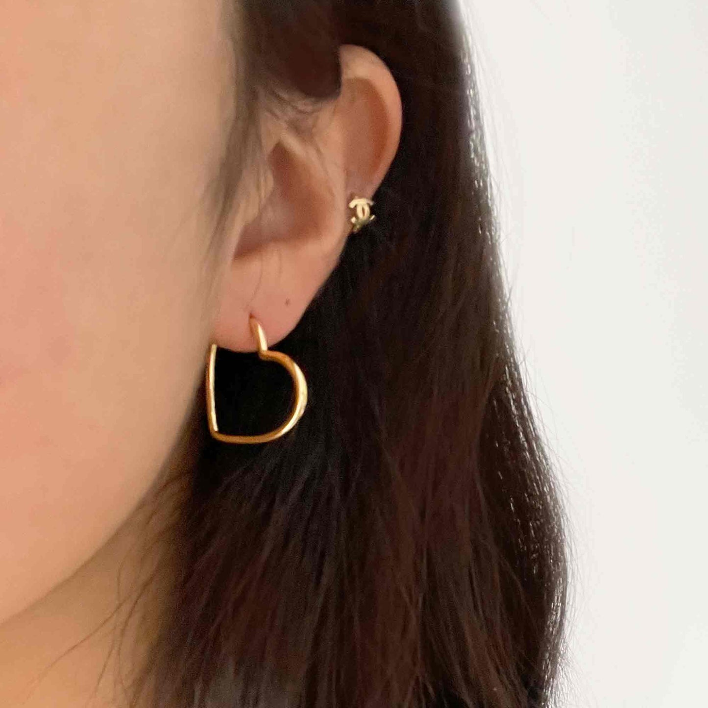 Heart Hoop Earrings in Gold