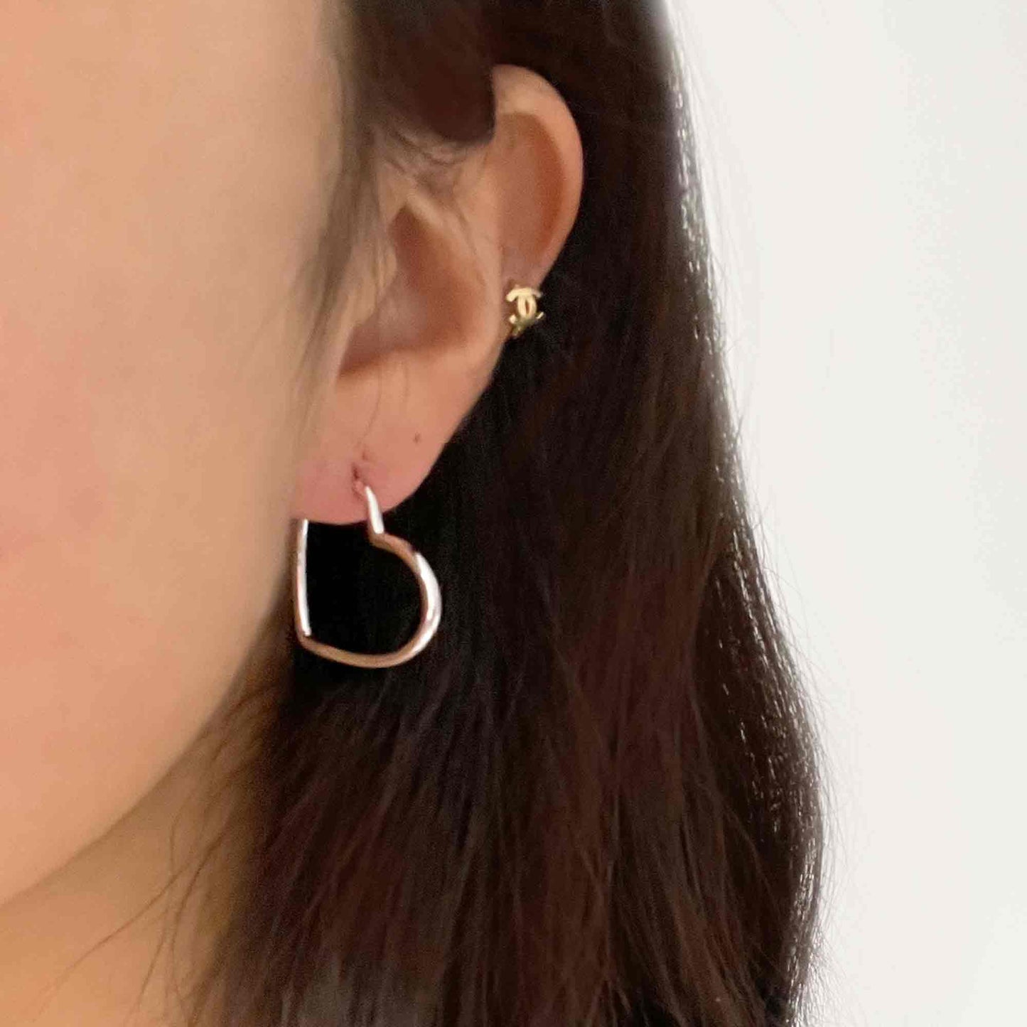 Heart Hoop Earrings in Silver