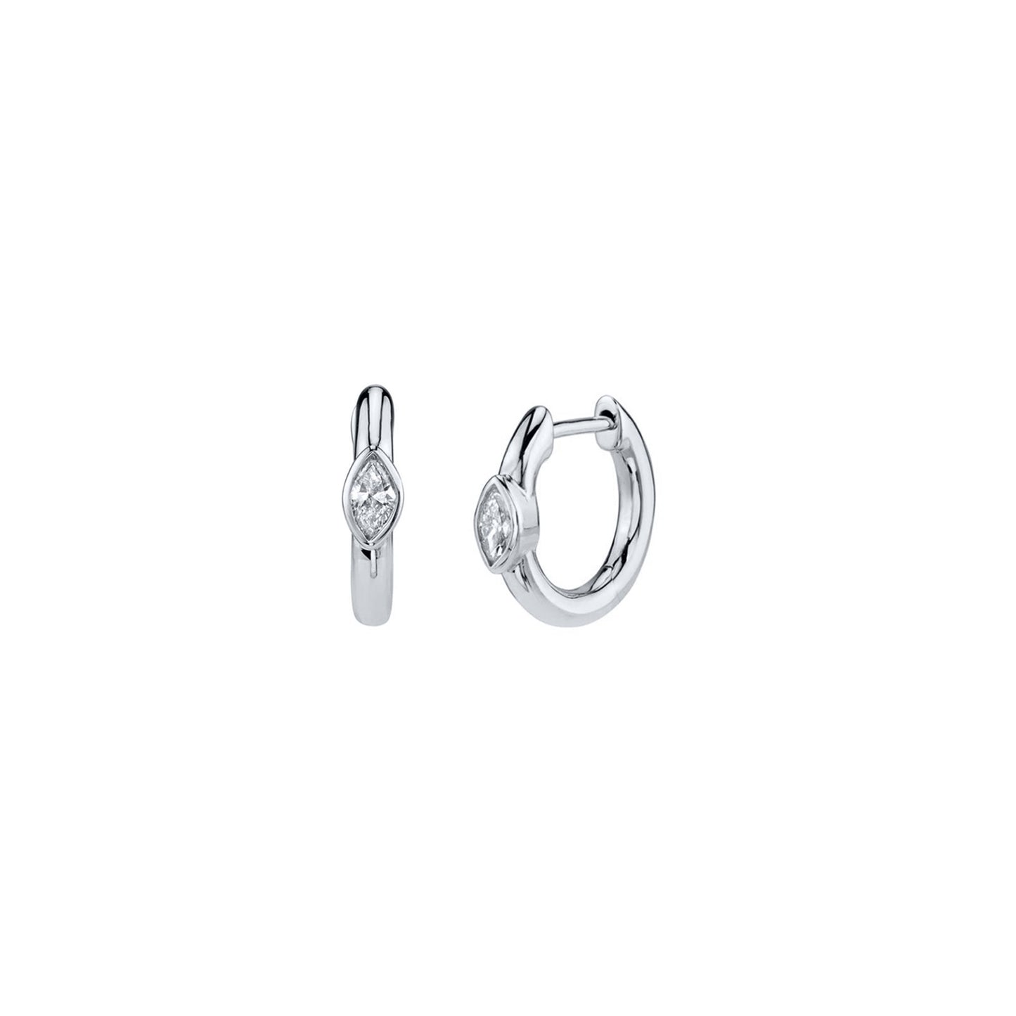 Solitaire Gemstone Huggie Hoop Earrings in Silver