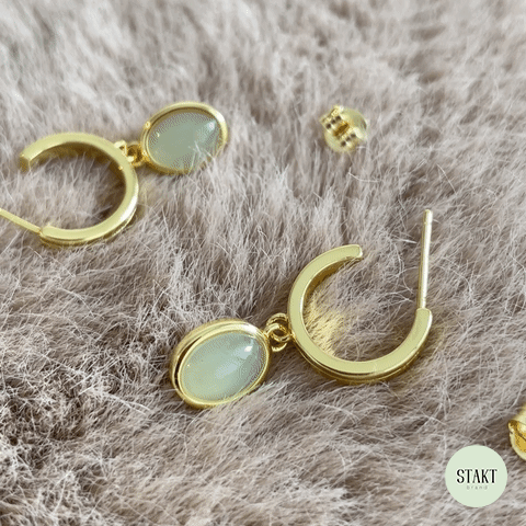 Jade Drop Earrings in Gold
