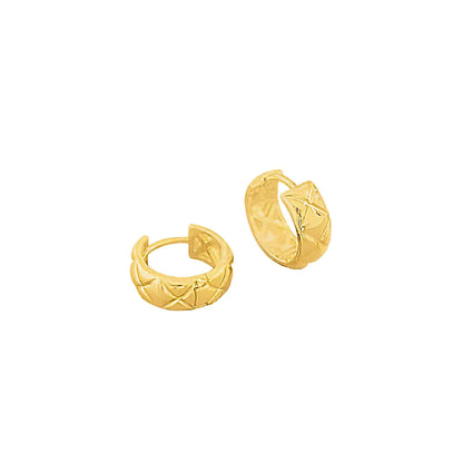 Quilted Huggie Hoop Earrings in Gold