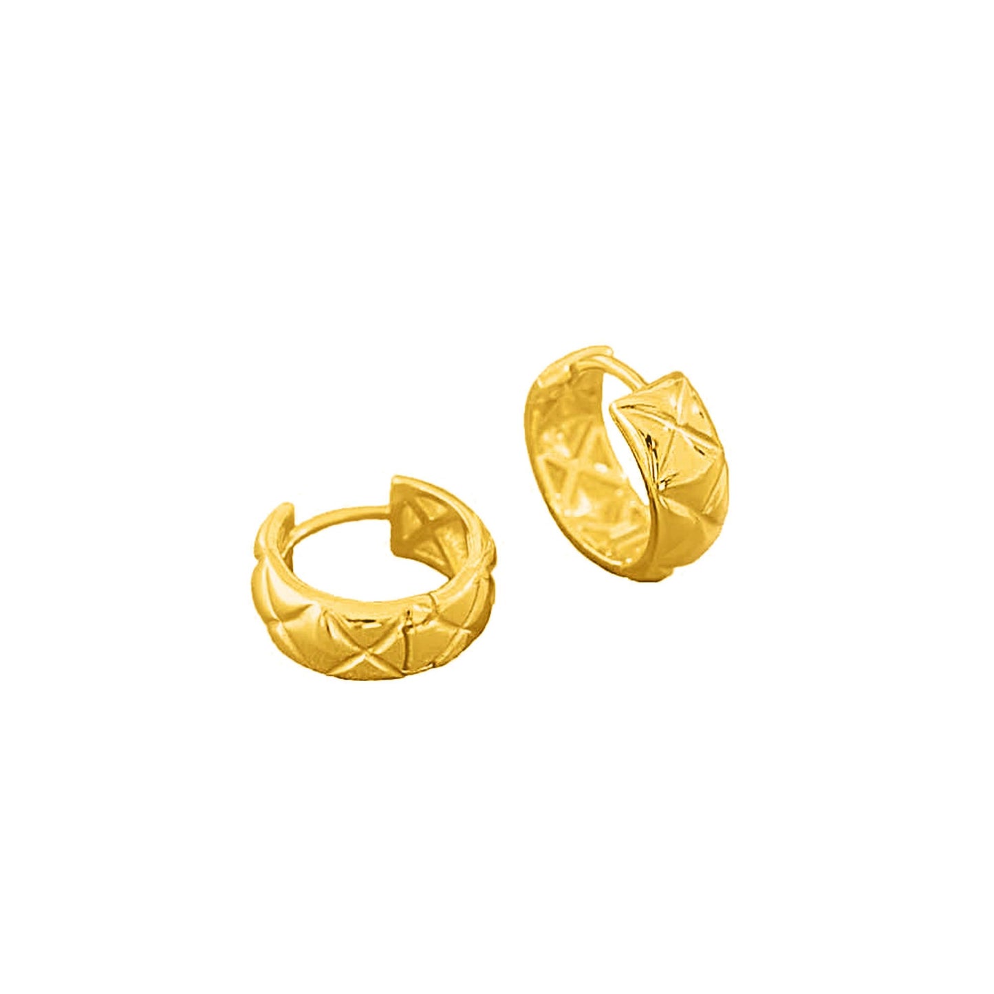 Quilted Huggie Hoop Earrings in Gold
