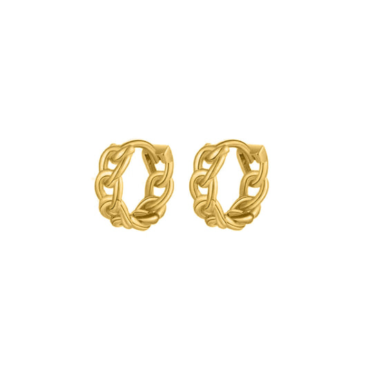 Chain Huggie Hoop Earrings in Gold