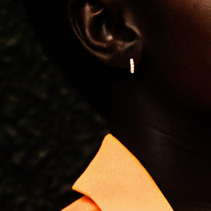 Mini Hoop Pearl Earrings in Gold