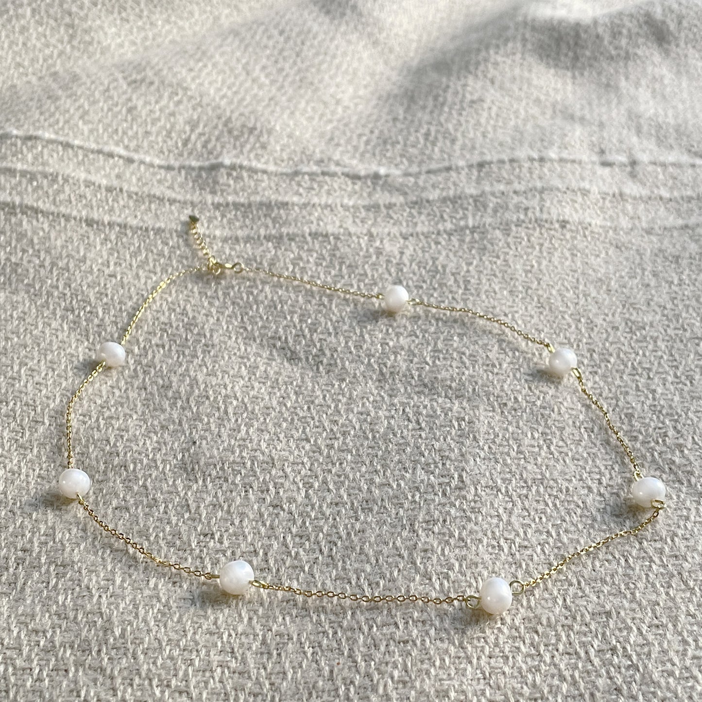 Pearl Chain Necklace in Gold