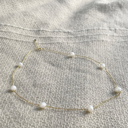 Pearl Chain Necklace in Gold