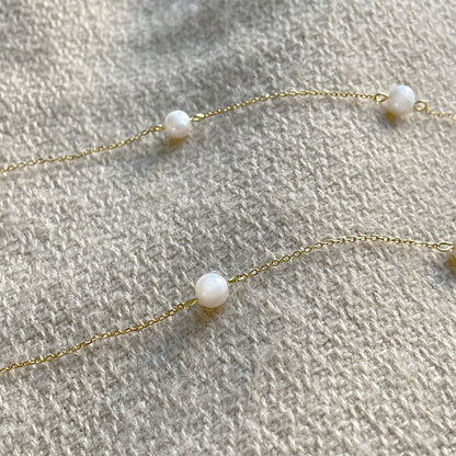 Pearl Chain Necklace in Gold