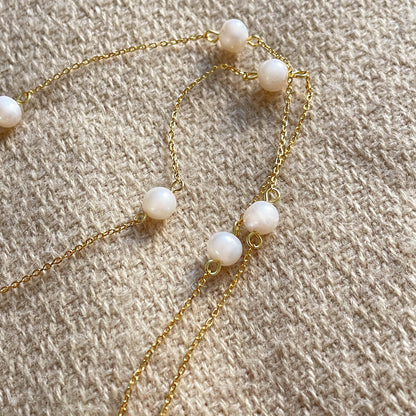 Pearl Chain Necklace in Gold