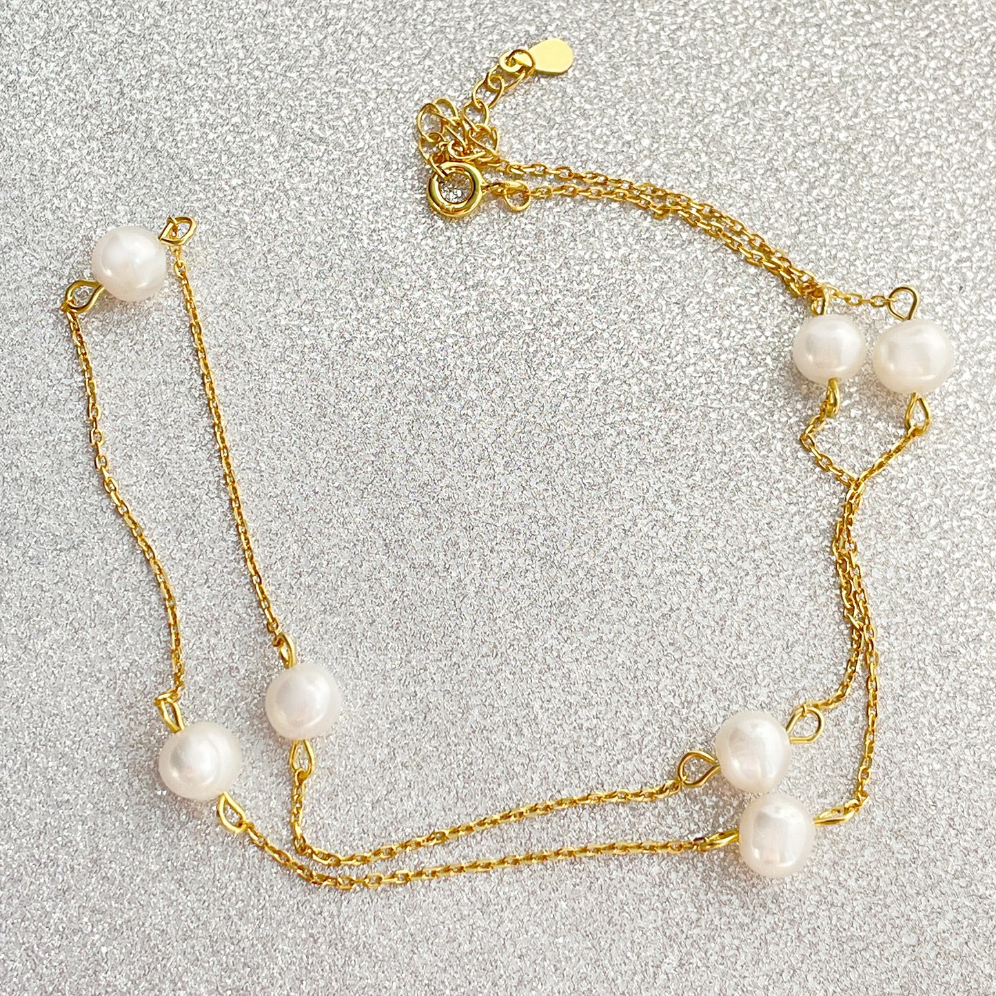 Pearl Chain Necklace in Gold