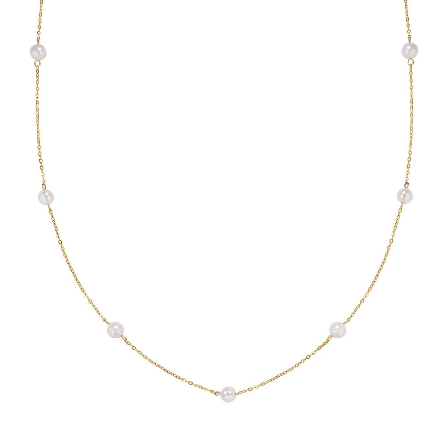 Pearl Chain Necklace in Gold