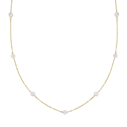 Pearl Chain Necklace in Gold