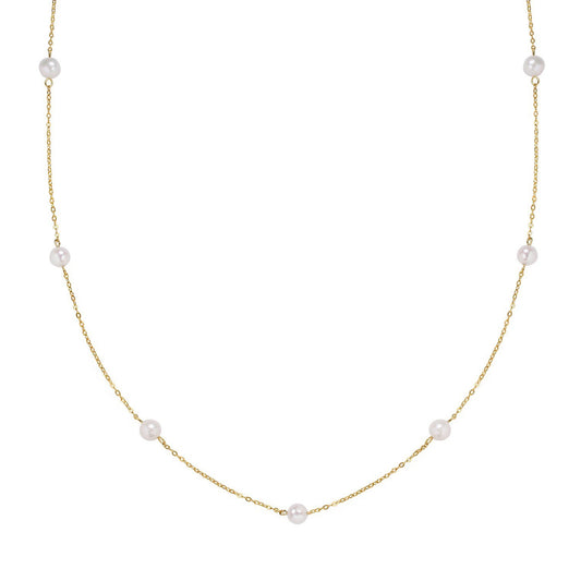 Pearl Chain Necklace in Gold