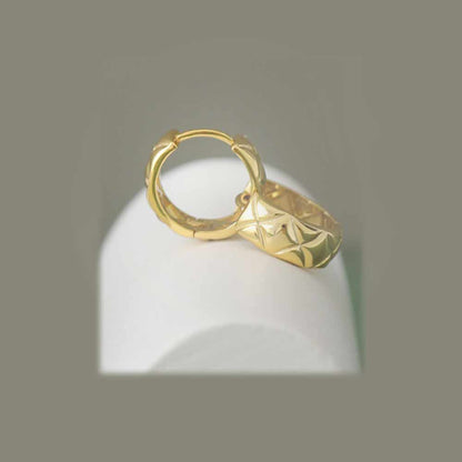 Quilted Huggie Hoop Earrings in Gold