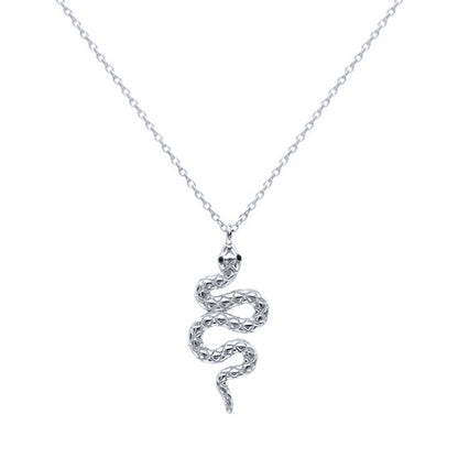 Snake Pendant Necklace in Silver