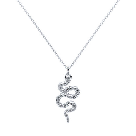 Snake Pendant Necklace in Silver