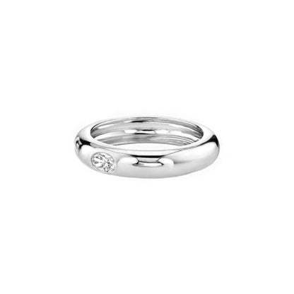 Embedded Gemstone Band Ring in Silver