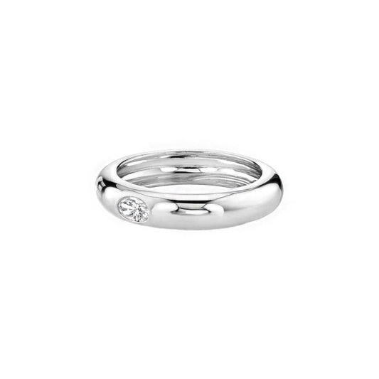 Embedded Gemstone Band Ring in Silver