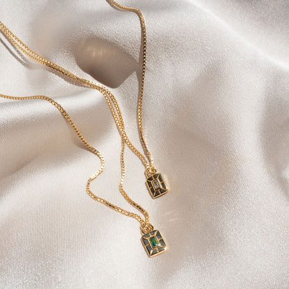 Tula Square Pendant Necklace in Gold