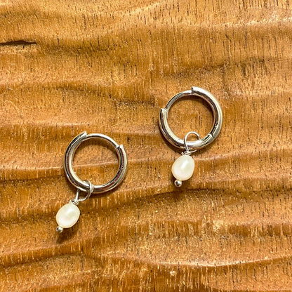 Pearl Drop Earrings in Silver