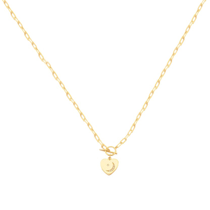 Heart Pendant Chain Necklace with Toggle Clasp in Gold