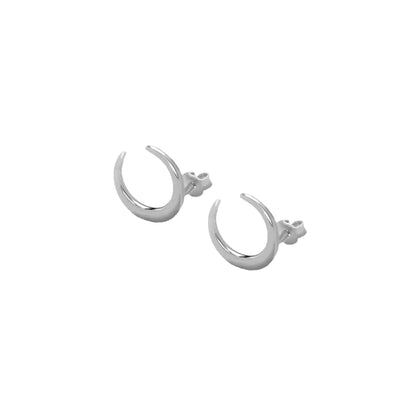 Horn Stud Earrings in Silver