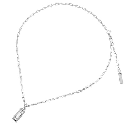 Gold Bar Chain Necklace in Silver
